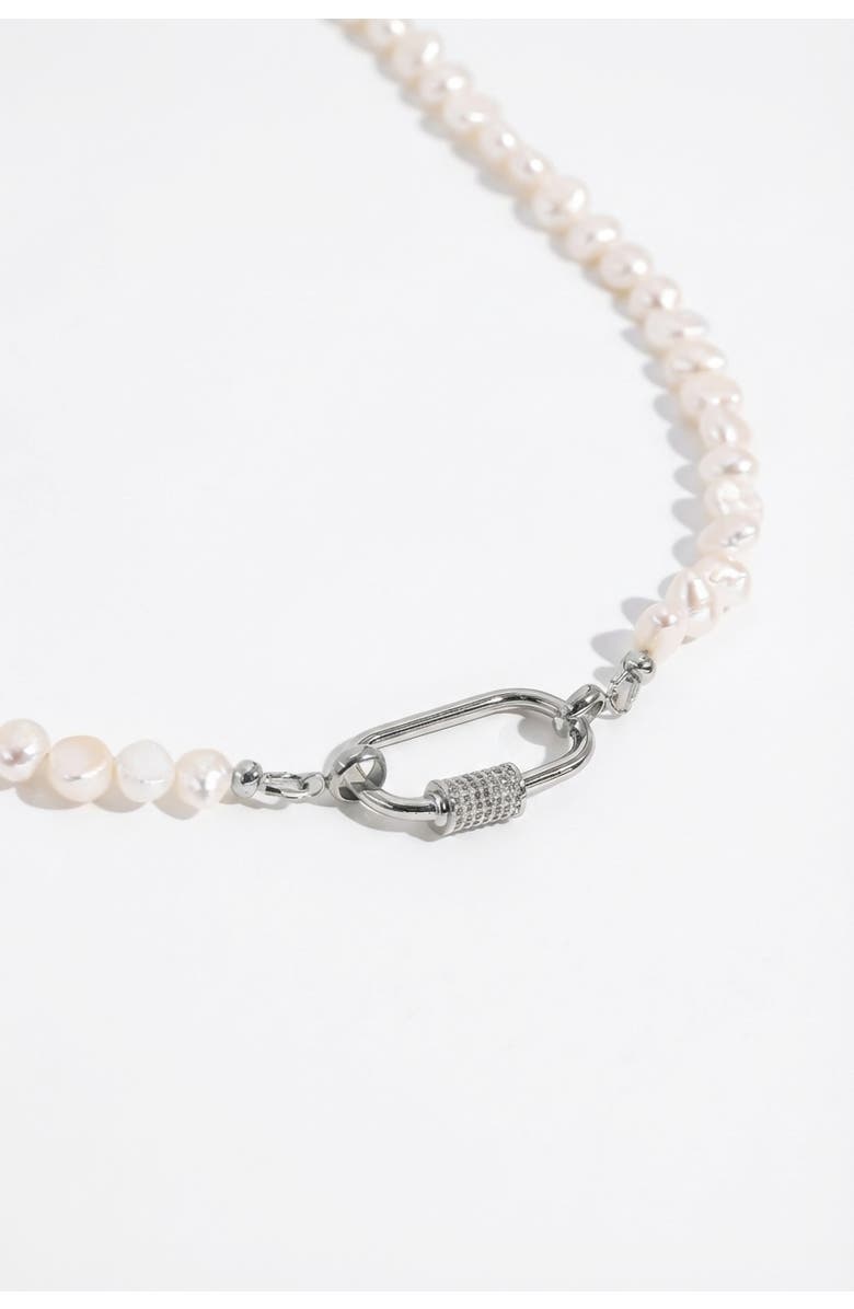Joey Baby Freshwater Pearl Carabiner Clasp Gold Necklace, Alternate, color, Silver