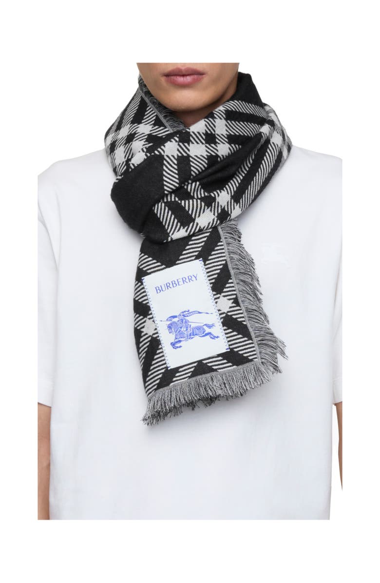 Burberry Wide Check Wool Silk Scarf, Alternate, color, Black/Calico
