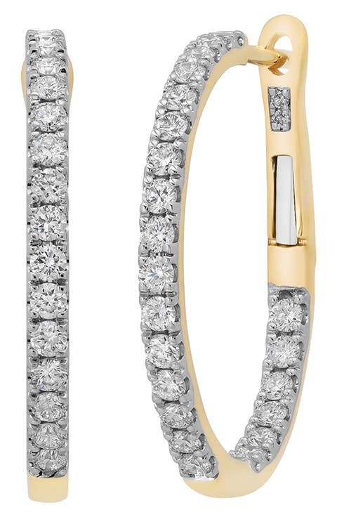 18k Gold Diamond Hoop Earrings