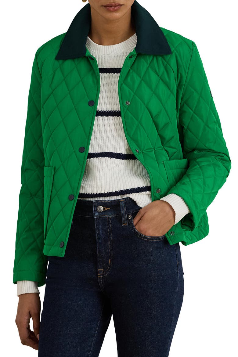 Twill Collar Quilted Jacket, Main, color, STEM