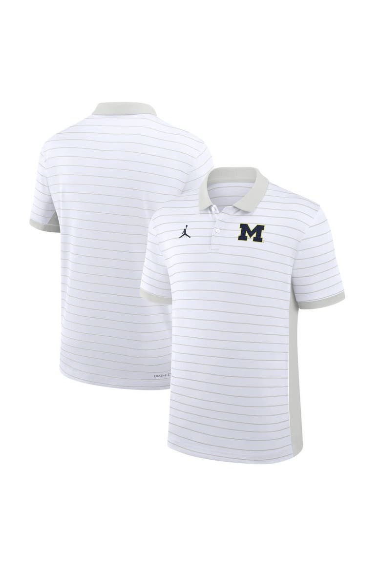 Men's Jordan Brand White Michigan Wolverines 2025 Early Season Coaches Sideline Victory Stripe Performance Polo, Main, color, White