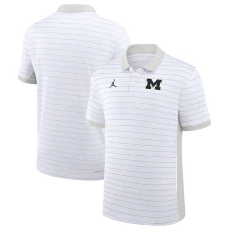 Men's Jordan Brand White Michigan Wolverines 2025 Early Season Coaches Sideline Victory Stripe Performance Polo