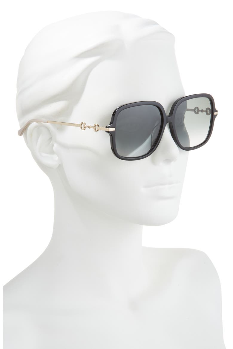 58mm Square Sunglasses, Alternate, color, BLACK GOLD GREY