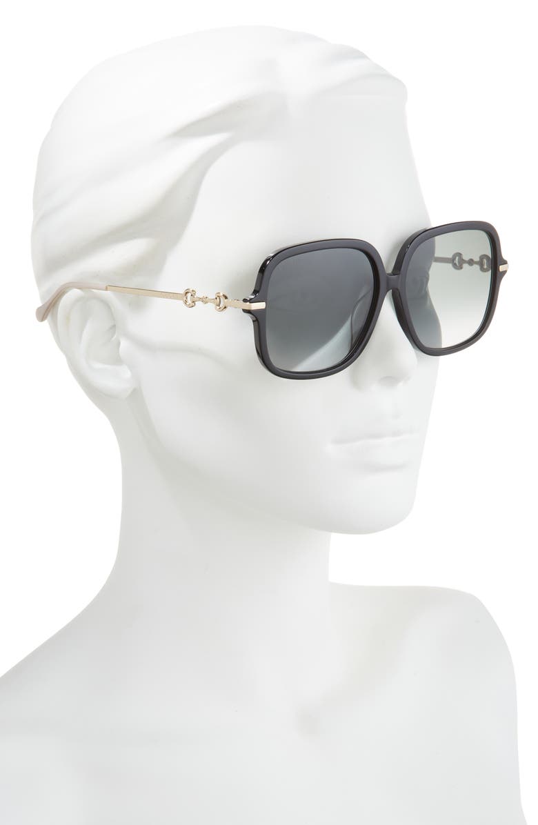 Gucci 58mm Square Sunglasses, Main, color, Black Gold Grey