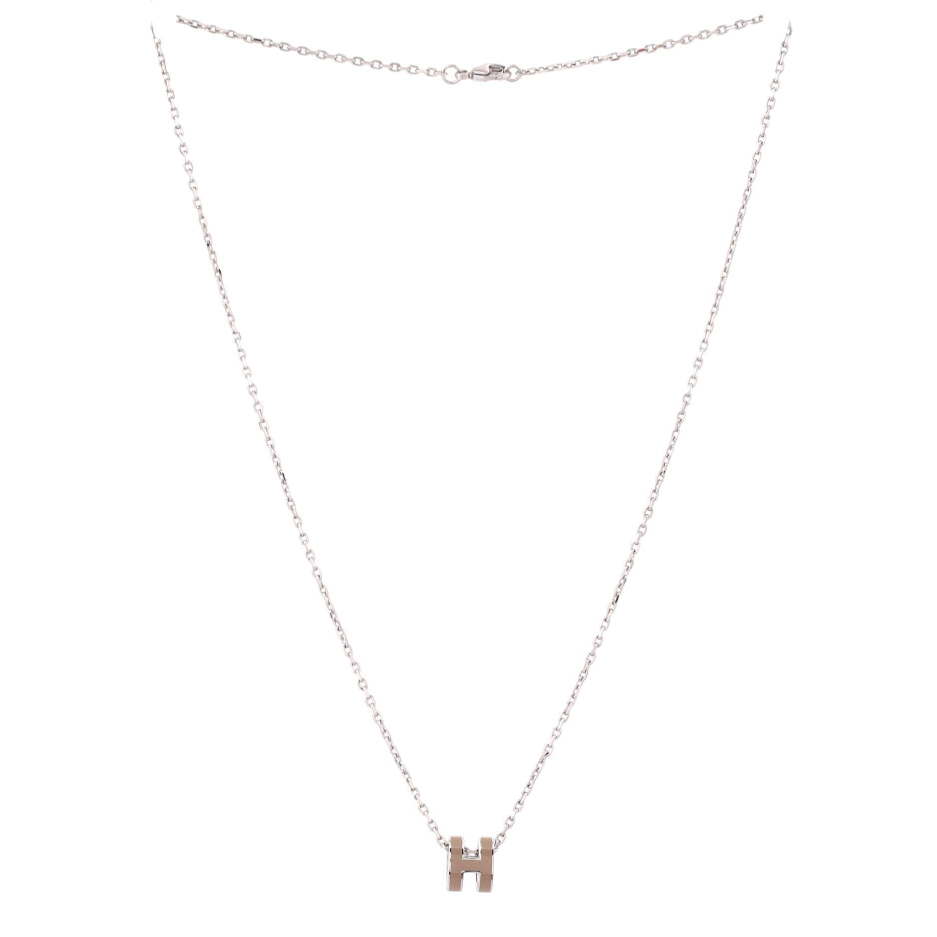 Pre-Owned Hermes Pop H Pendant Chain Necklace Metal and Enamel Mini, Alternate, color, Silver