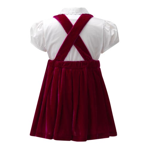 Rachel Riley Eloise Pink Silk Velvet Pinafore Set