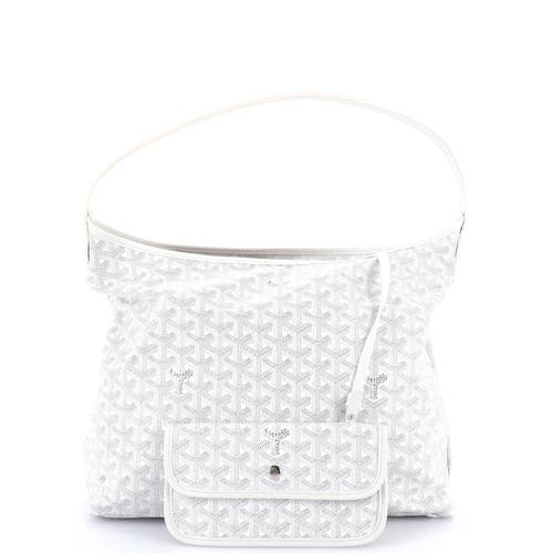 Pre-owned Goyard  Goyard Boheme Hobo Coated Canvas In White