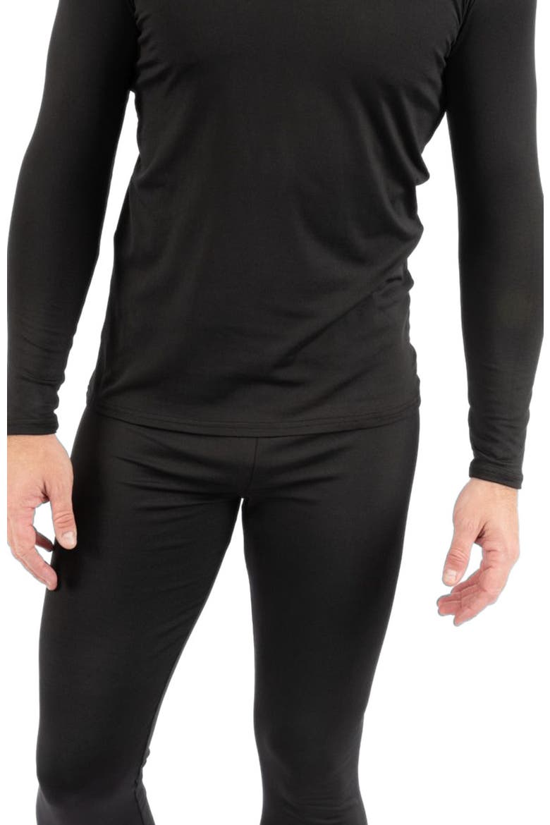Men's Two-Piece Thermal Long Sleeve Solid Pajamas, Alternate, color, Black
