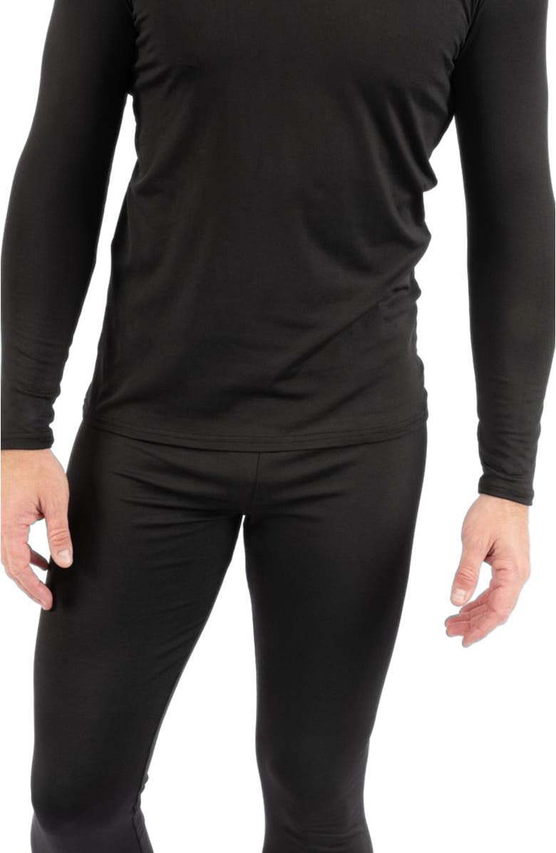 Leveret Men's Two-Piece Thermal Long Sleeve Solid Pajamas, Alternate, color, Black