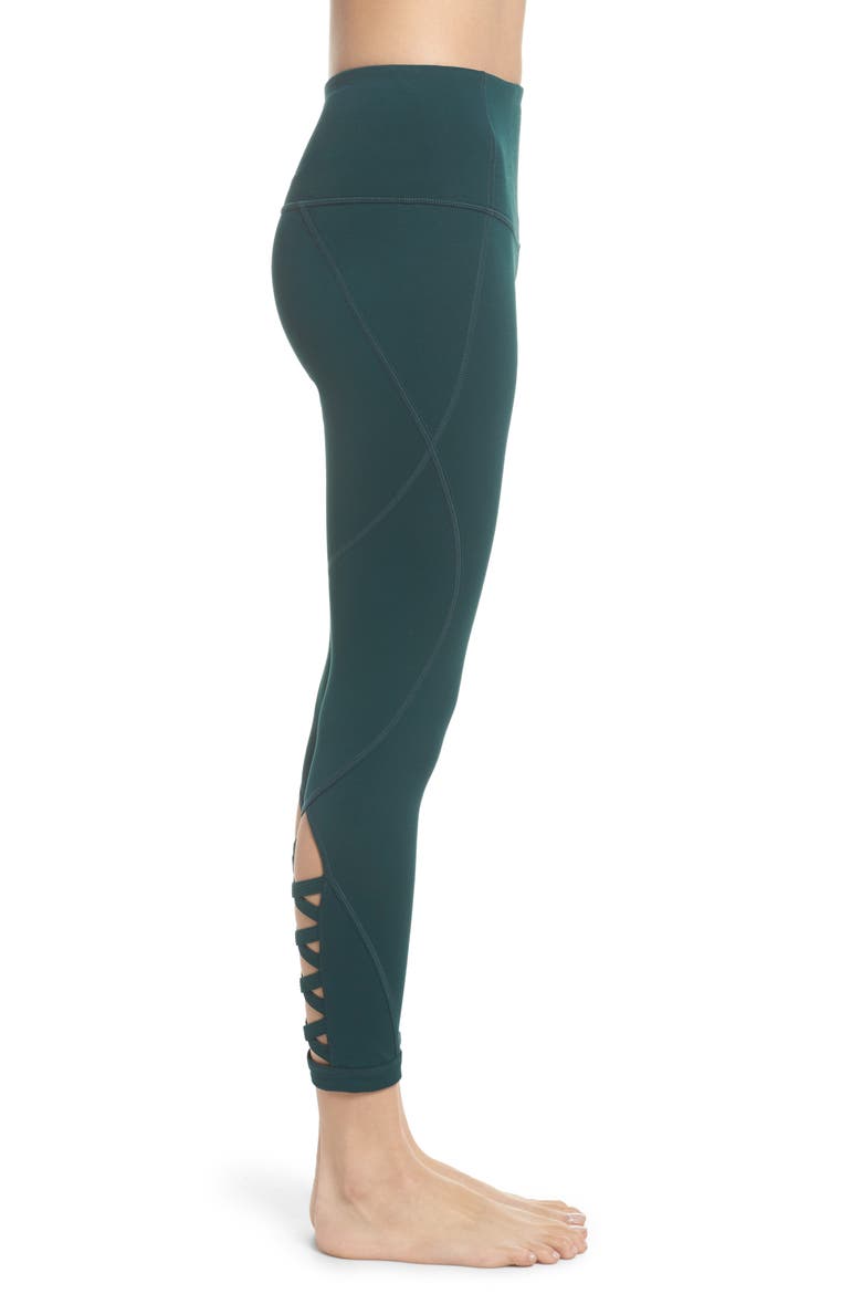 High Waist Lattice Midi Leggings, Alternate, color, GREEN PONDEROSA