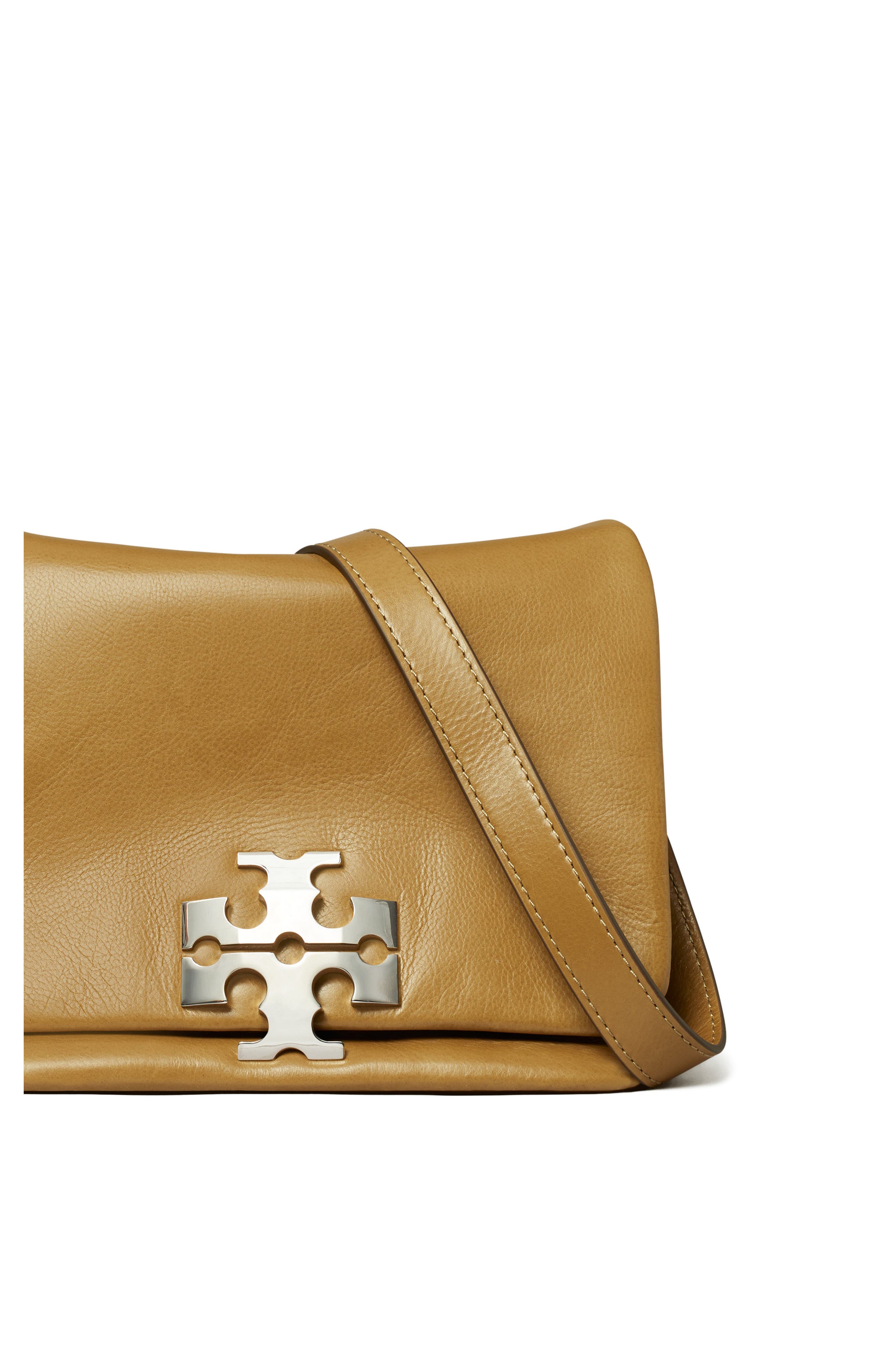 Tory Burch Kira Soft Leather Shoulder Bag, Alternate, color, Wren Brown