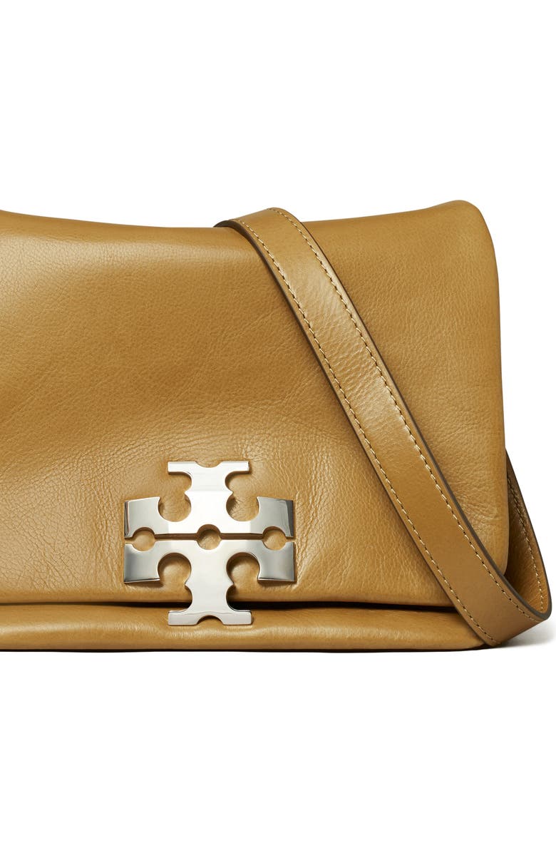 Tory Burch Kira Soft Leather Shoulder Bag, Alternate, color, Wren Brown