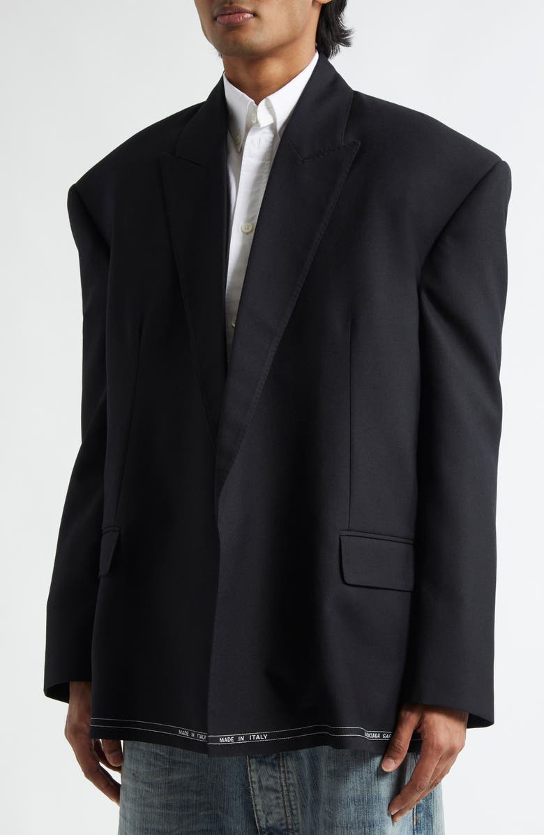 Balenciaga Seamless Wool Gabardine Jacket, Alternate, color, 1000 Black