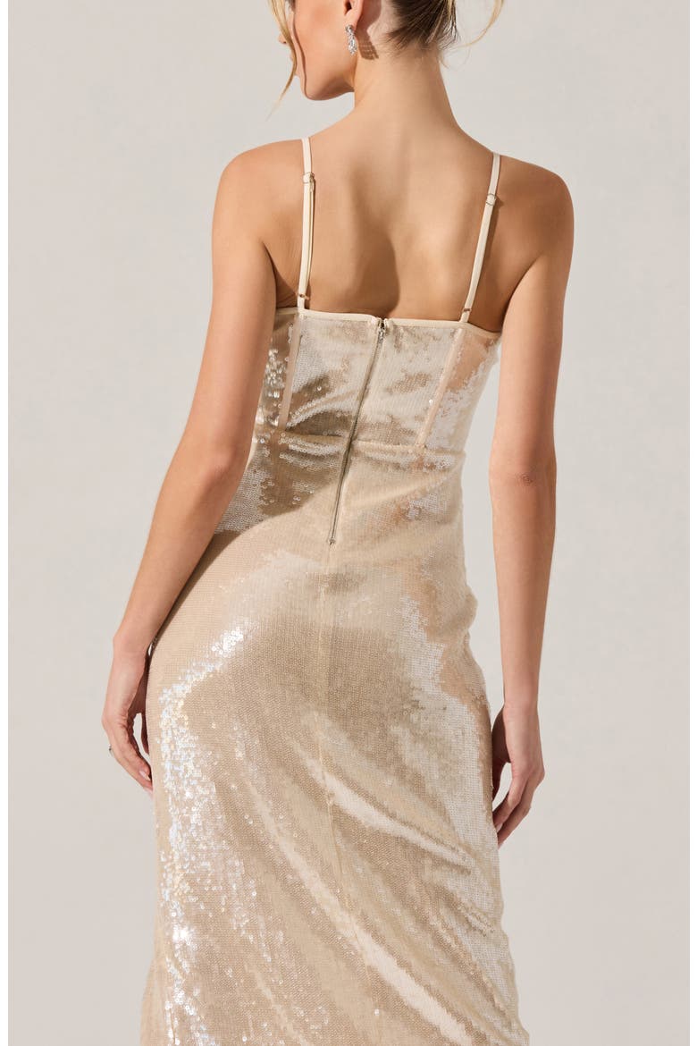 Liese Sequin Corset Midi Dress, Alternate, color, CREAM