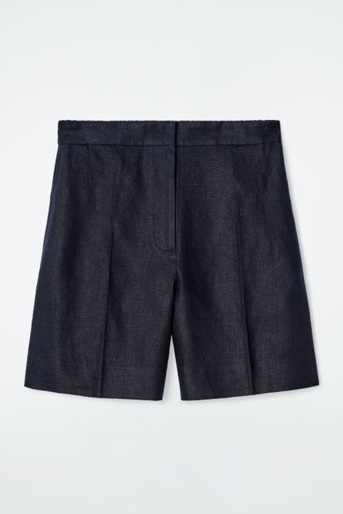 Tailored Elasticated Linen Shorts