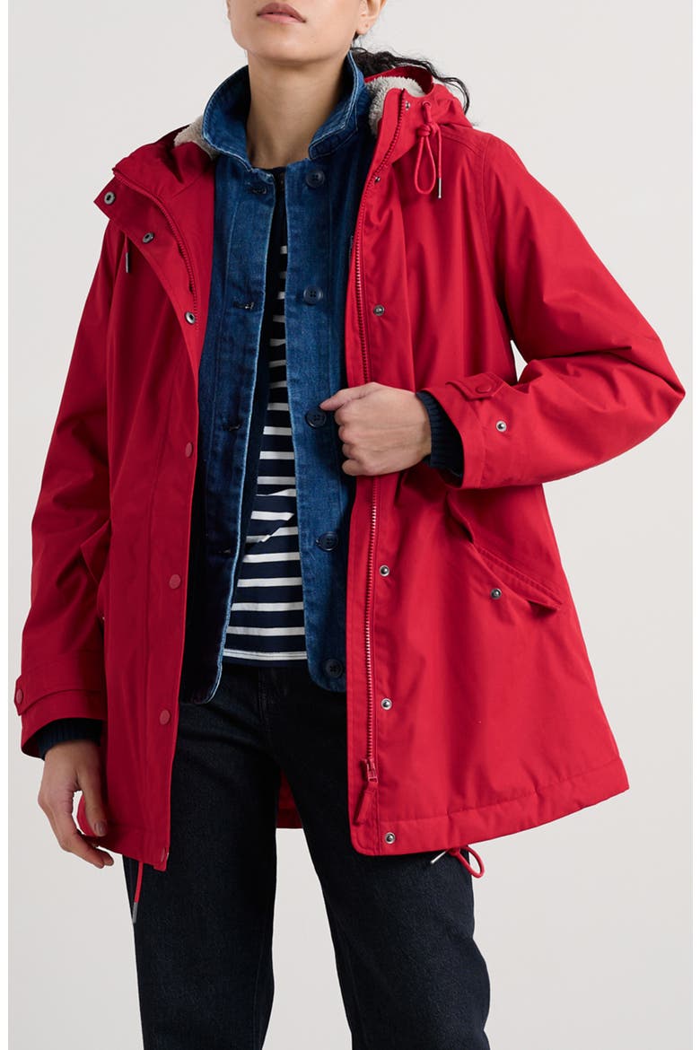Porth Nanven Waterproof Organic Cotton Blend Raincoat, Main, color, CARMINE