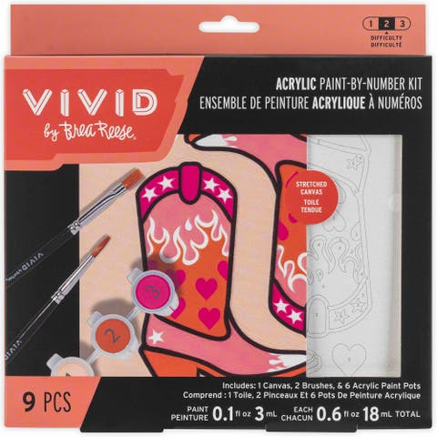 Acrylic Mini Paint By Number Kit Cowgirl Boot, 6 inch x 6 inch