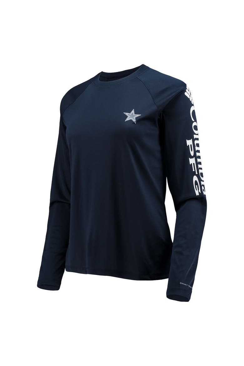Women's Columbia Navy/White Dallas Cowboys Tidal Omni-Shade Raglan Long Sleeve T-Shirt, Alternate, color, Navy