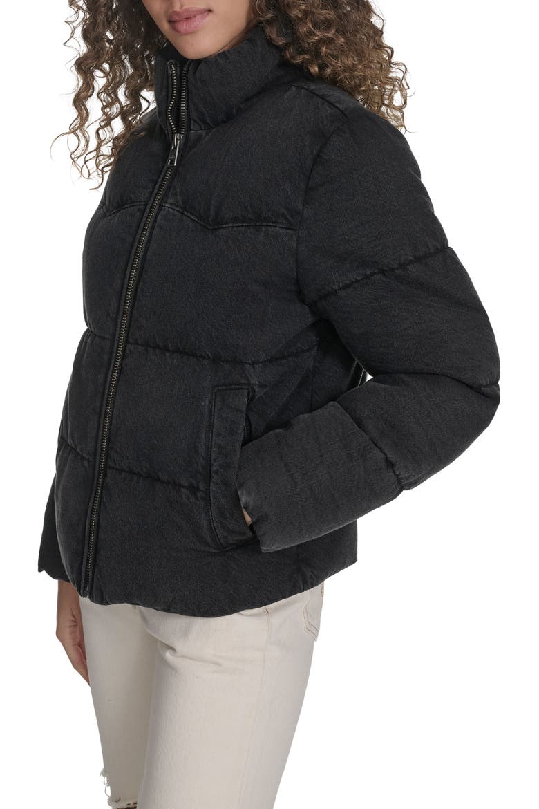 Western Denim Puffer Jacket, Alternate, color, BLACK WASH DENIM