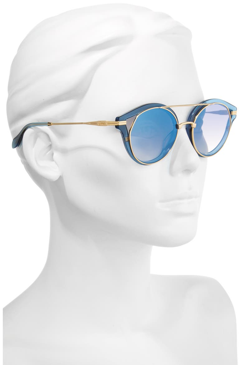 Preston 51mm Gradient Round Sunglasses, Alternate, color, BLUE CLEAR/ INDIGO MIRROR