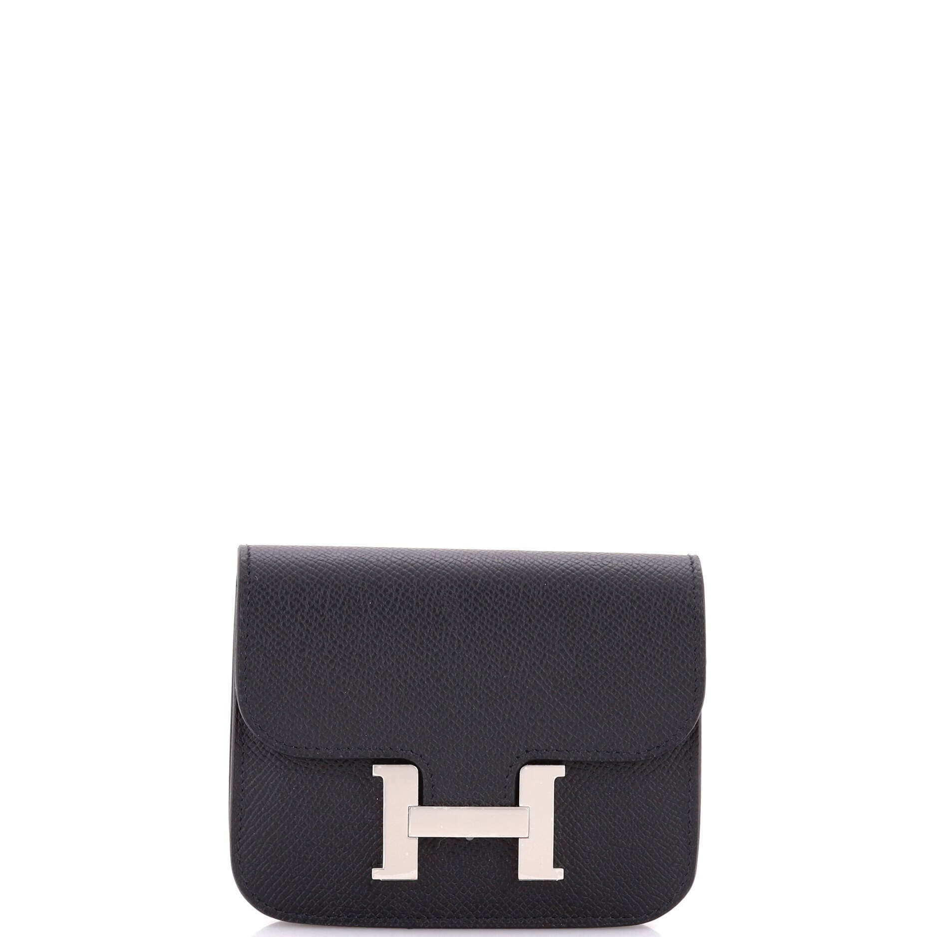 Pre-Owned Hermes Constance Slim Wallet Epsom, Main, color, Noir