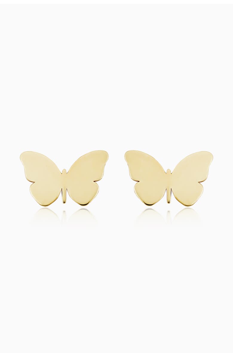 Oradina 14K Yellow Gold ESC Butterfly Studs, Main, color, Yellow Gold