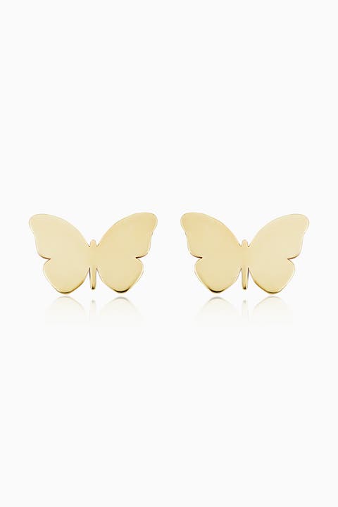 14K Yellow Gold ESC Butterfly Studs