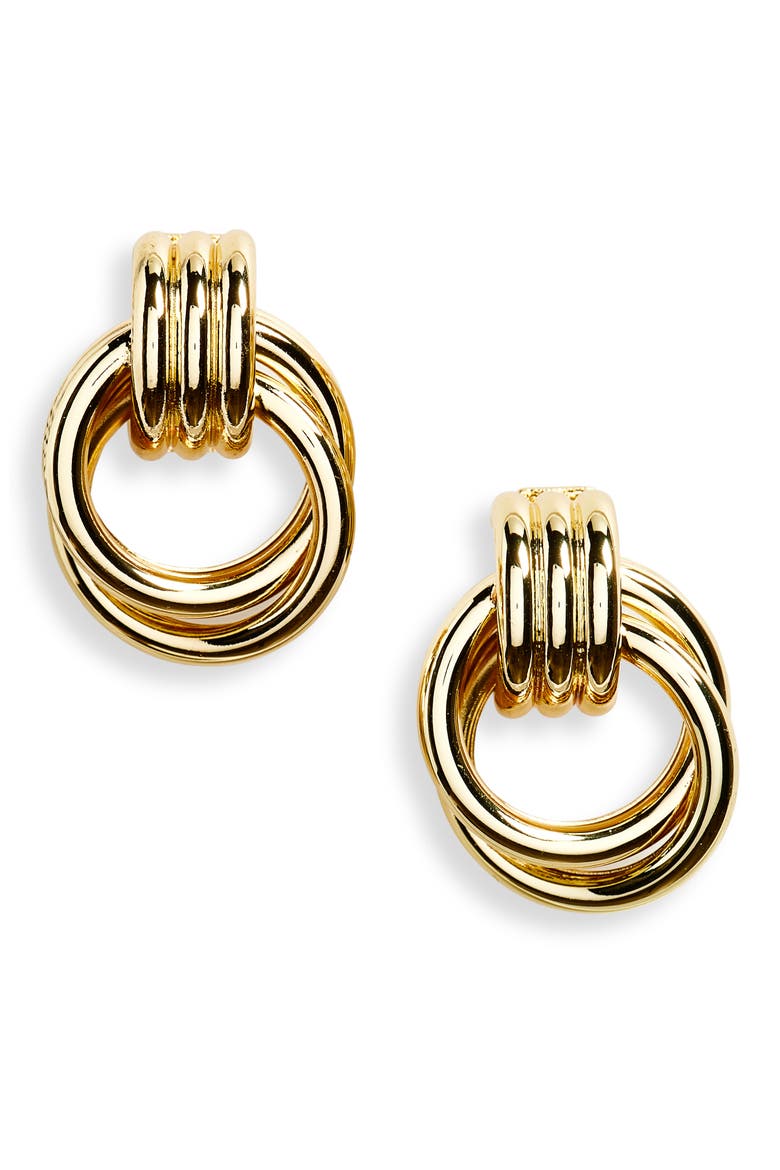 Interlocking Hoop Earrings, Main, color, GOLD