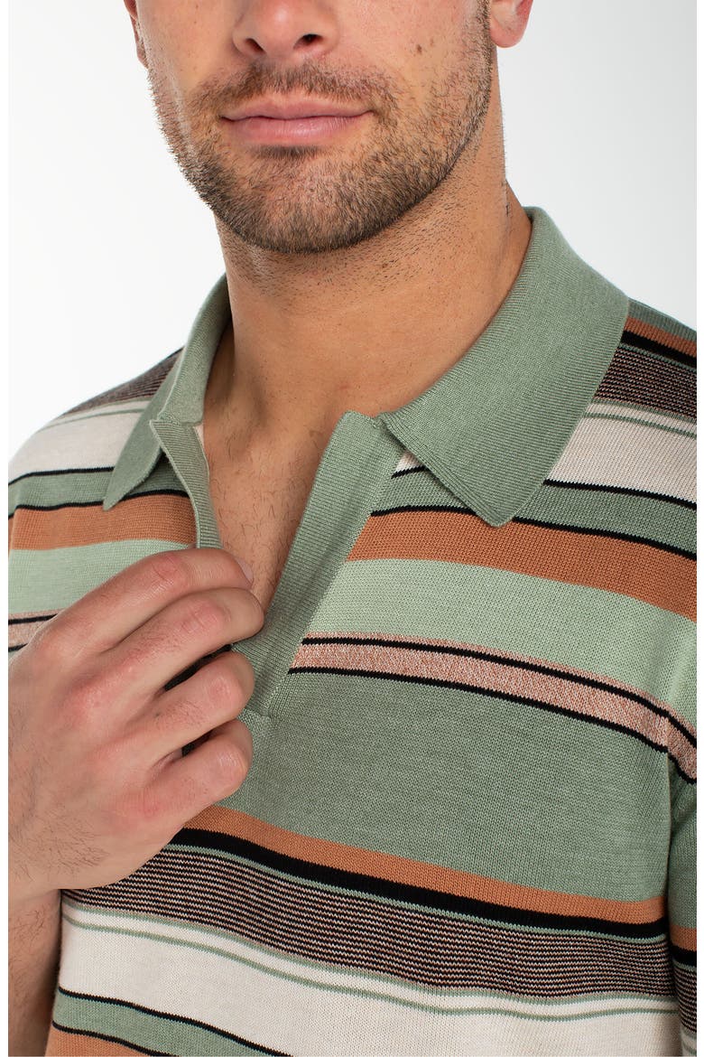 Stripe Johnny Collar Polo Sweater, Alternate, color, SAGE MULTI