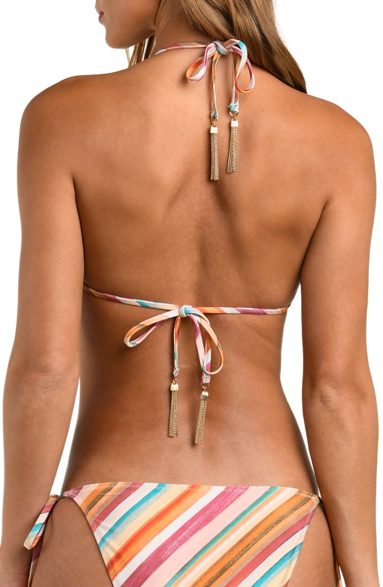 L'AGENCE Annabelle Watercolor Triangle Bikini Top, Alternate, color, Pink Multi