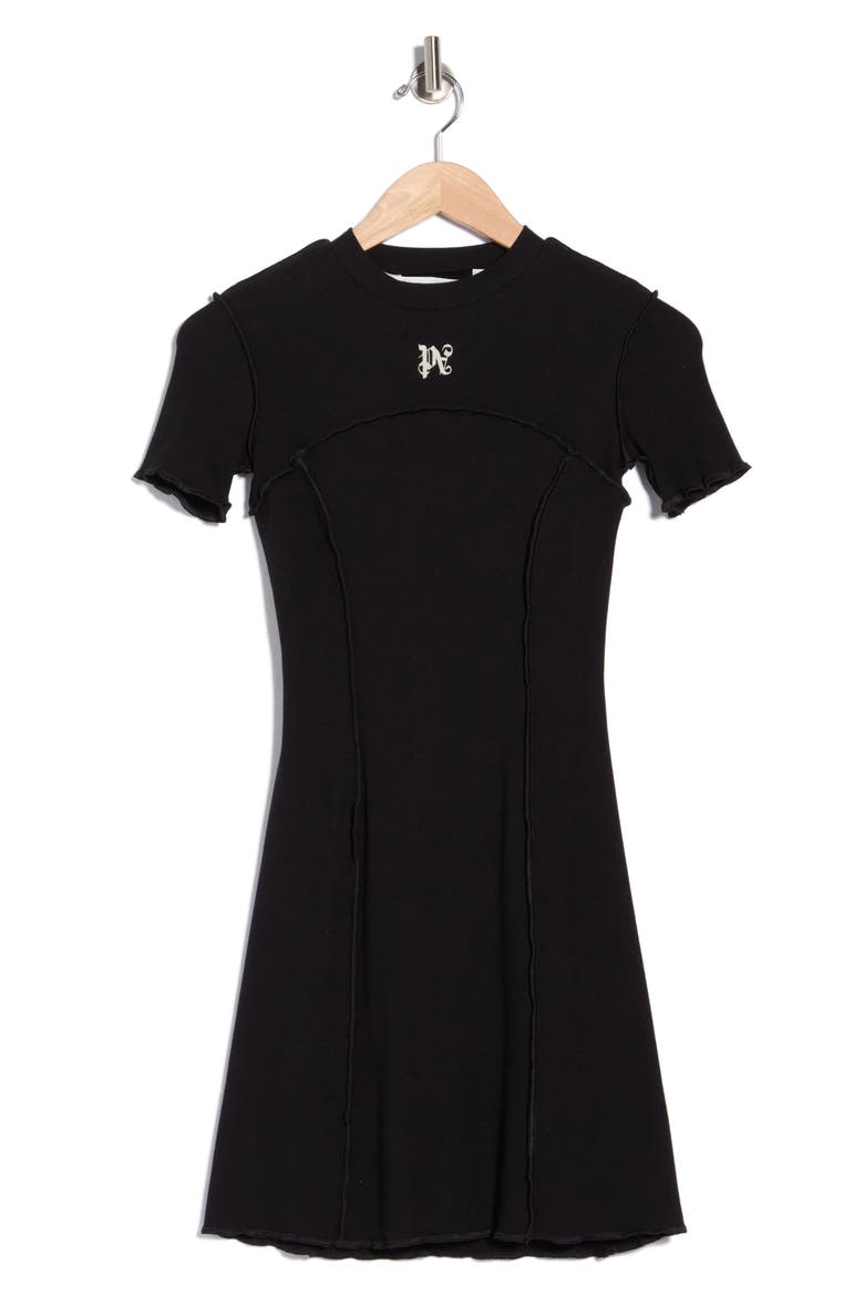 Exposed Seam Minidress, Alternate, color, BLACK/WHITE