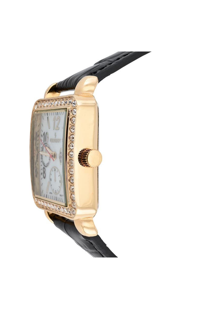European Crystal Square Tank  Watch- 35x30MM, Alternate, color, Black