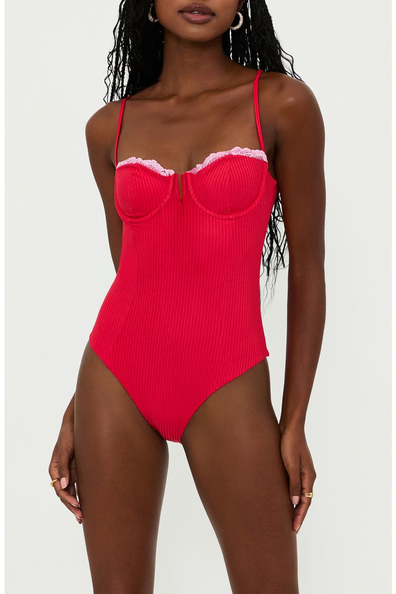 Scarlet One-Piece Swimsuit, Main, color, HOLLY JOLLY