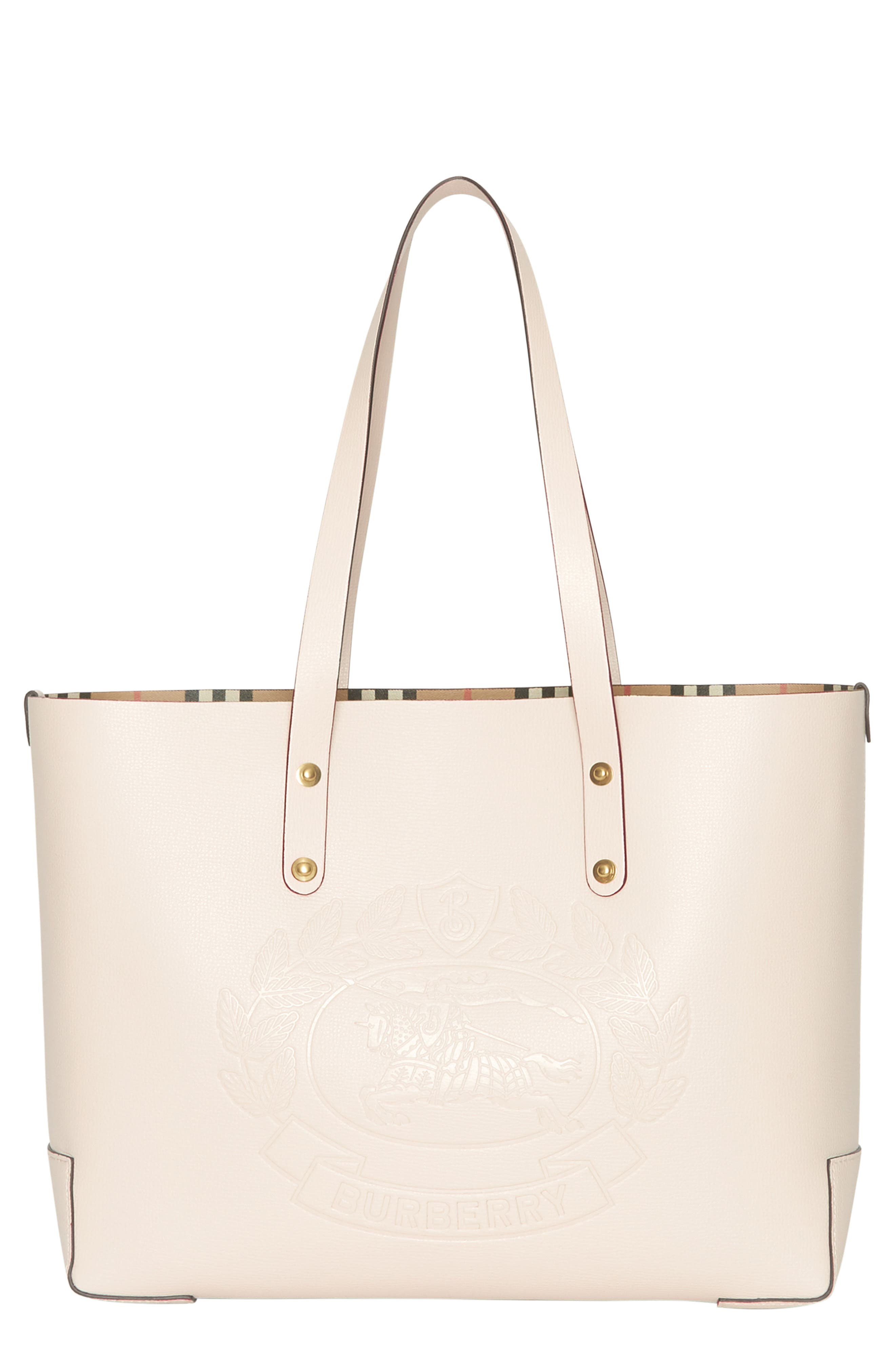 Burberry Embossed Crest Small Leather Tote, Main, color, 