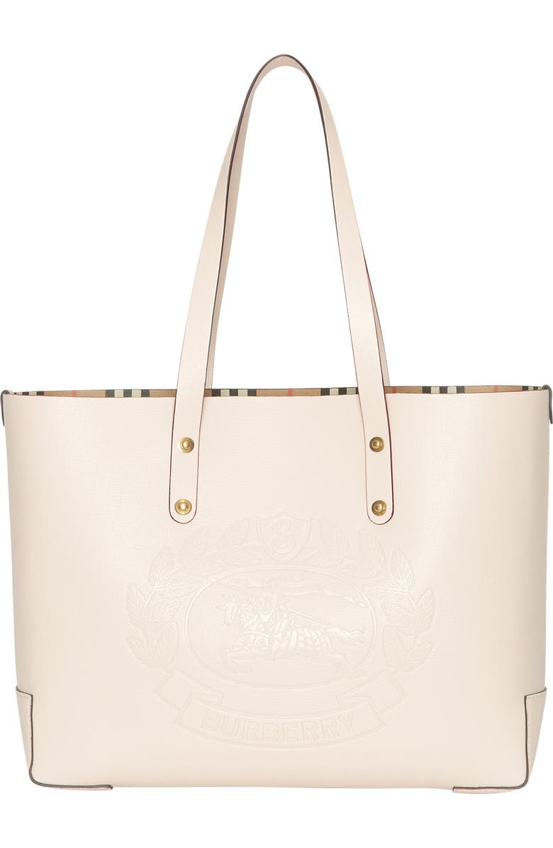 Burberry Embossed Crest Small Leather Tote, Main, color,
