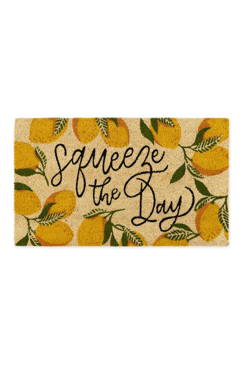 Squeeze The Day Coir Doormat, Main, color, YELLOW