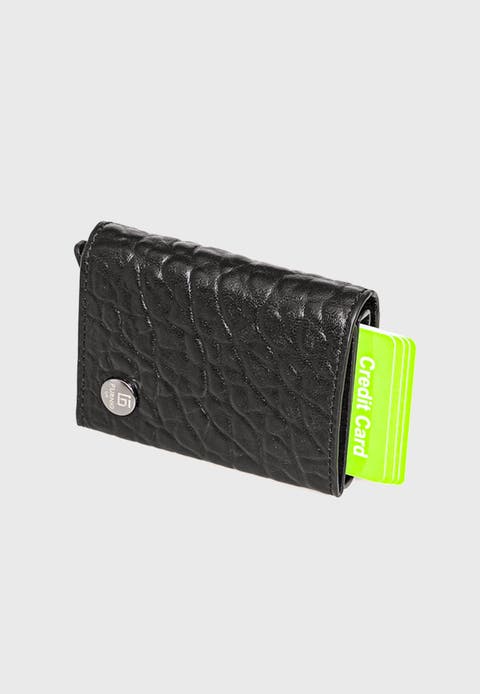 Genuine Leather Elephant Pattern Trifold Card Holder