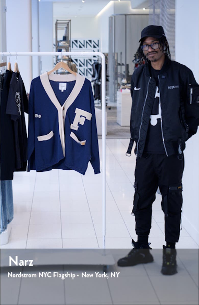 Varsity Cotton Graphic Cardigan, sales video thumbnail