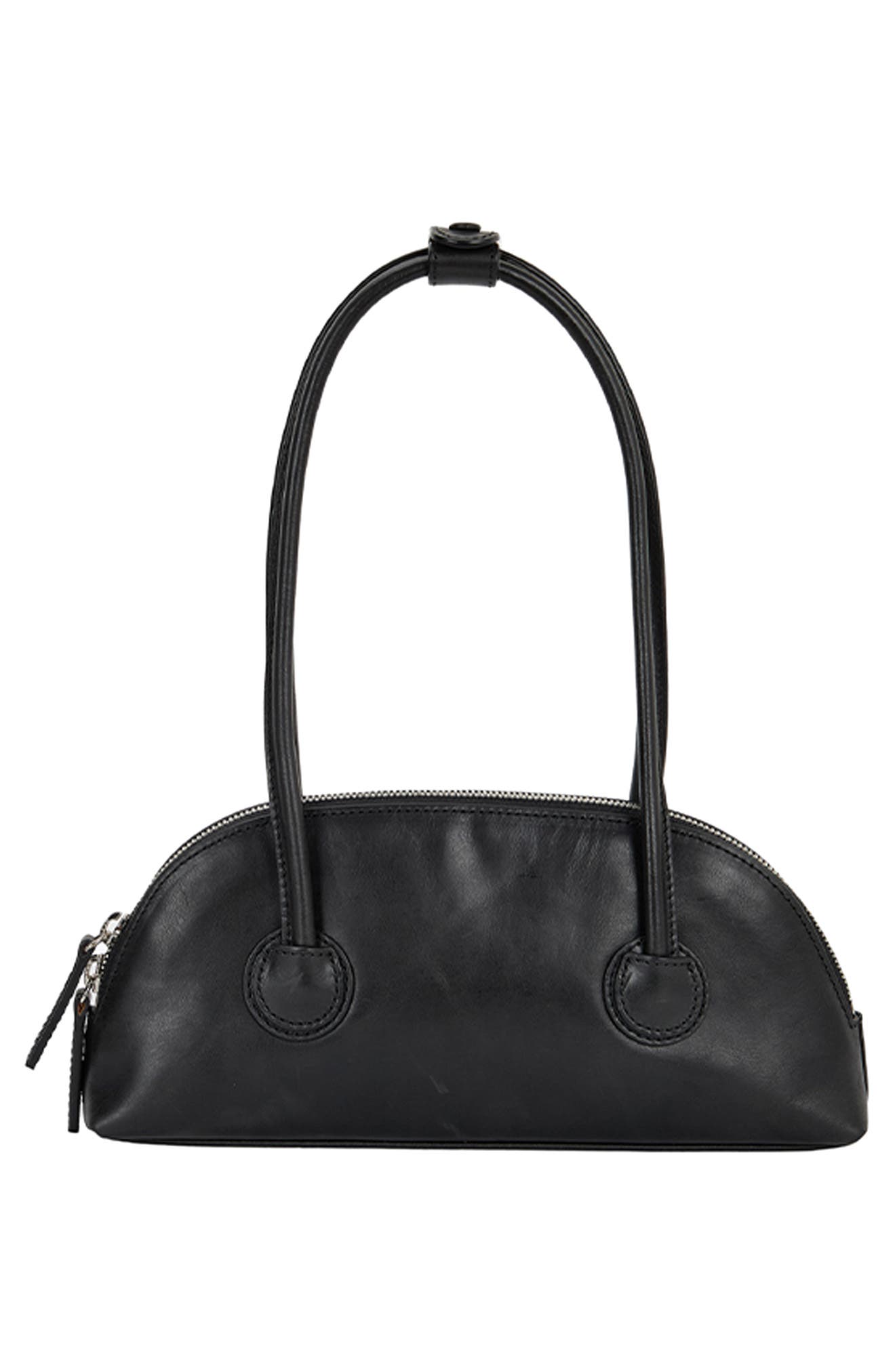 MARGESHERWOOD Bessette Leather Shoulder Bag, Alternate, color, Black Pull-Up