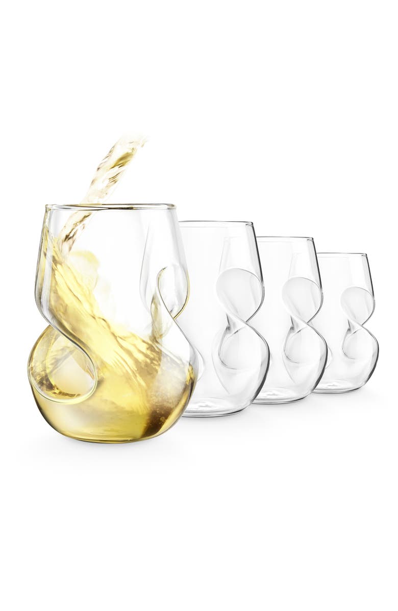 FINAL TOUCH Conundrum White Wine Glasses, Set of 4, Main, color, Clear
