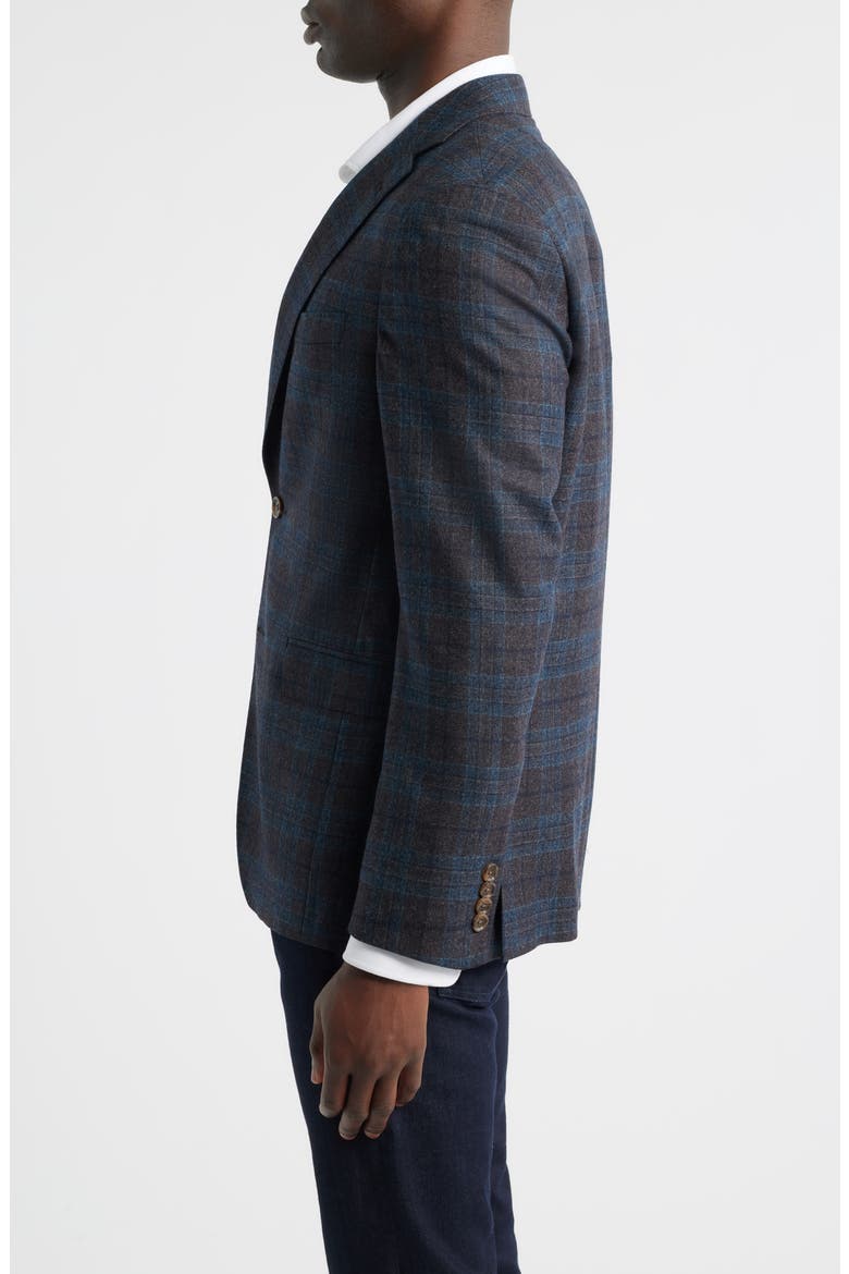 Midland Contemporary Fit Grey Deco Plaid Super 110s Wool Sport Coat, Alternate, color, CHARCOAL