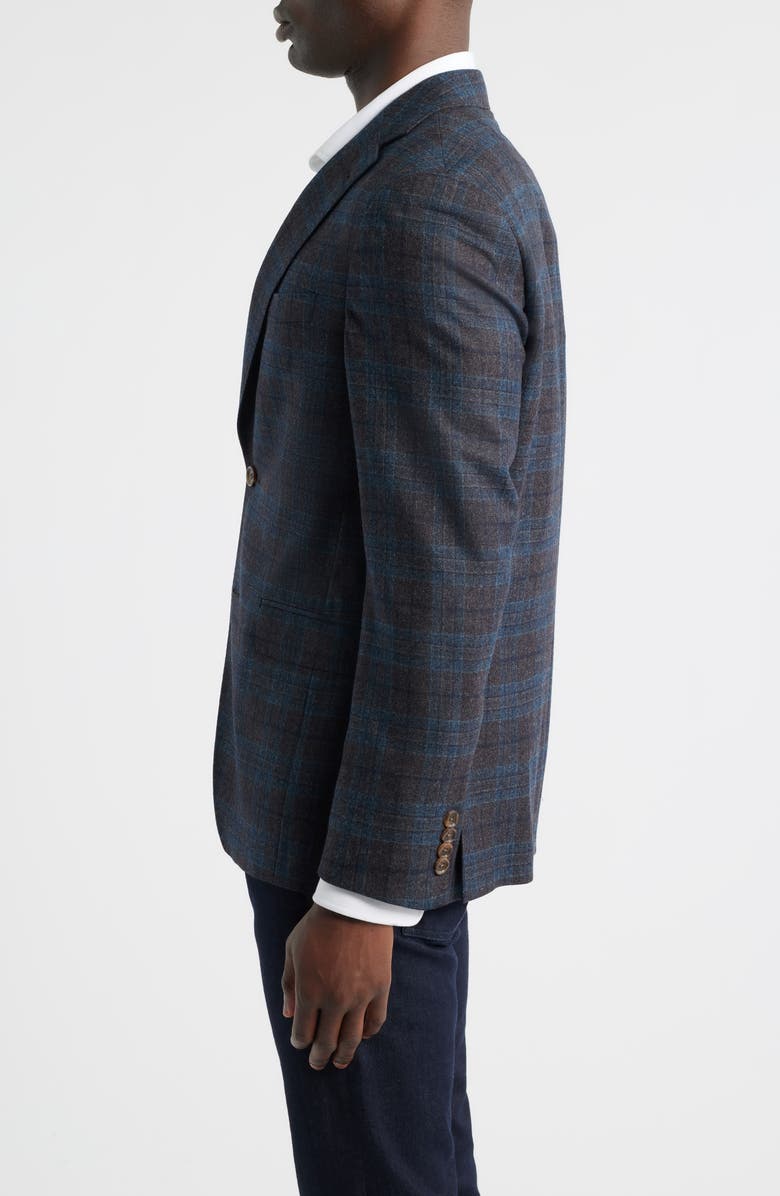 Jack Victor Midland Contemporary Fit Grey Deco Plaid Super 110s Wool Sport Coat, Alternate, color, Charcoal