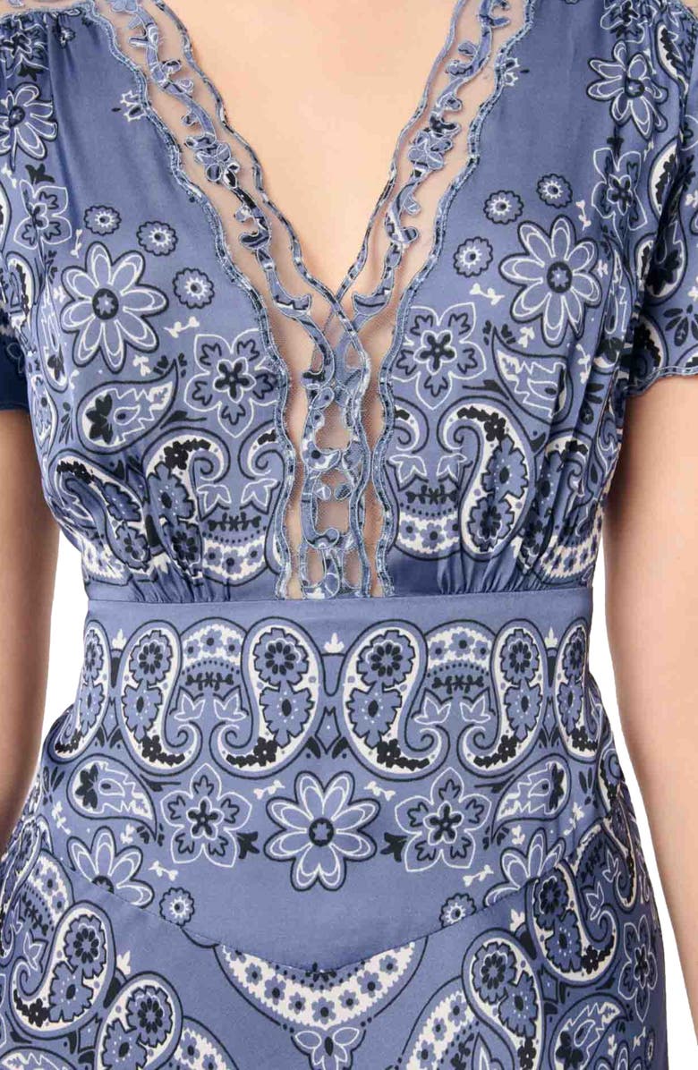 maje Patterned flowing maxi dress, Alternate, color, 