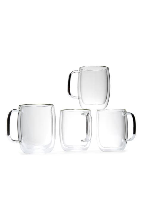 Sorrento Plus Double Wall Glass Mugs - Set of 4