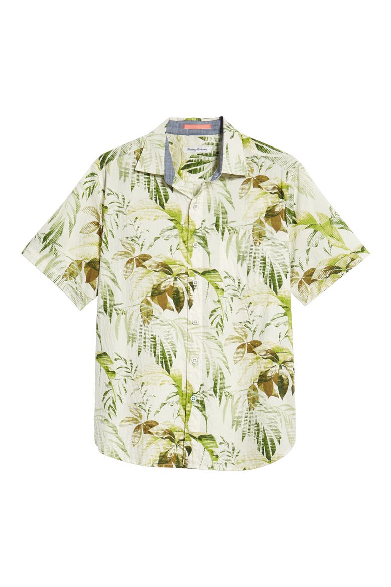 Don't Leaf Me Now Classic Fit Tropical Print Sport Shirt, Alternate, color, COCONUT CREAM