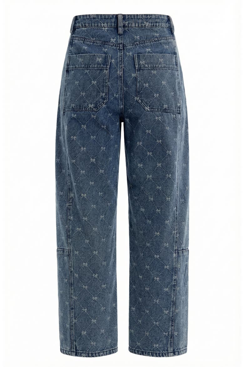 Embroidered Denim Barrel Leg Trousers, Alternate, color, Blue