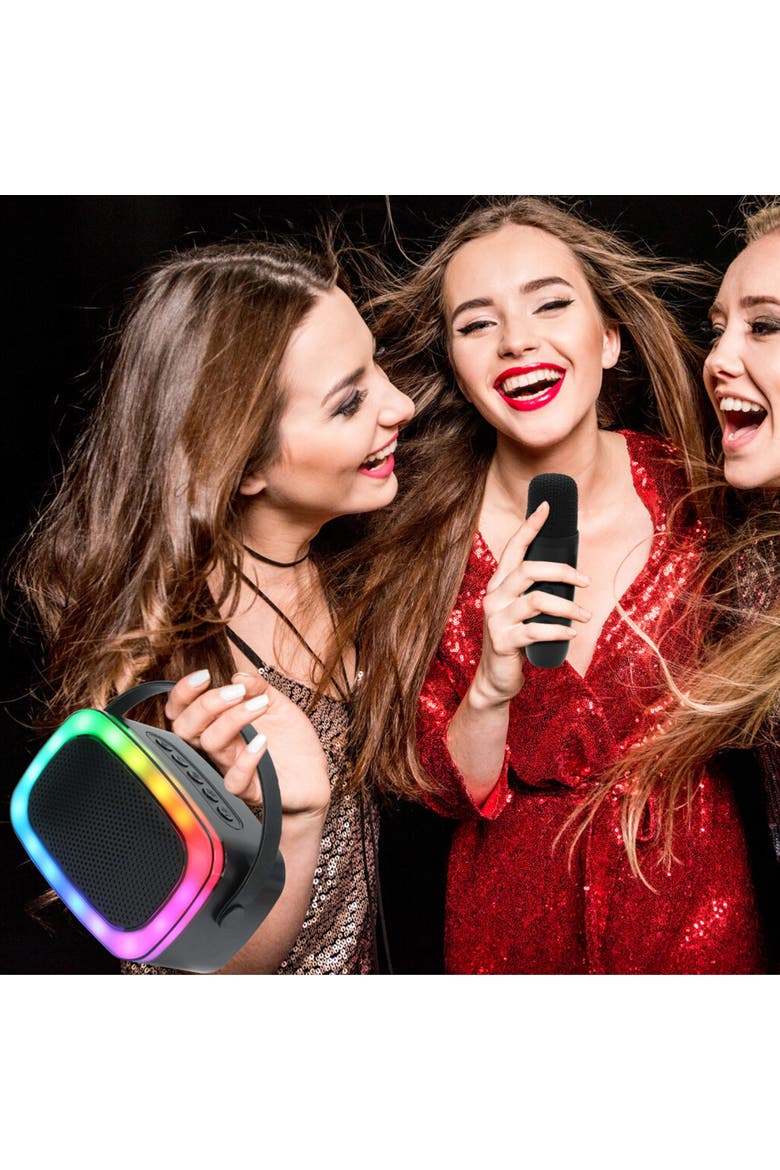 Rechargable Mini Karaoke Speaker Wireless Microphone, Alternate, color, Black
