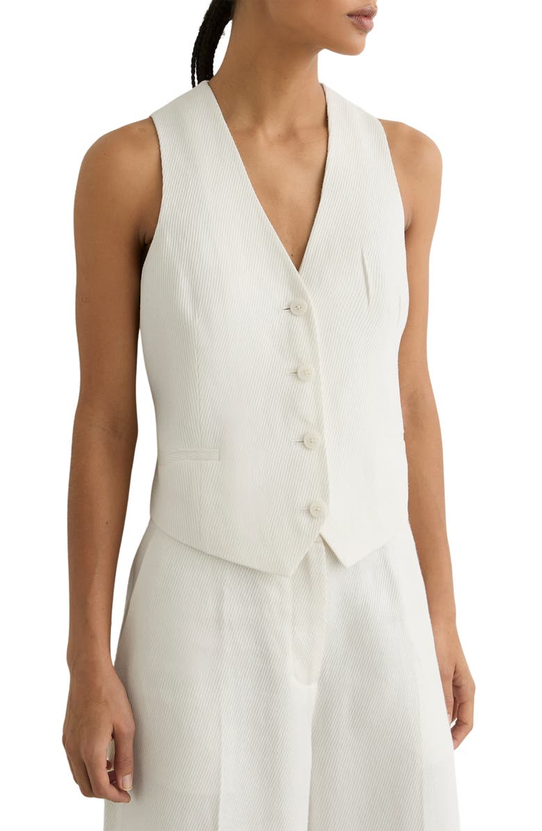 Reiss Alyx Linen Blend Tailored Vest, Main, color, White