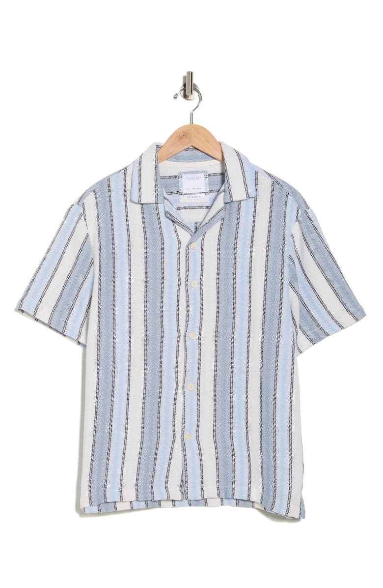 Cactus Man Relaxed Fit Stripe Textured Camp Shirt, Alternate, color, L.blue