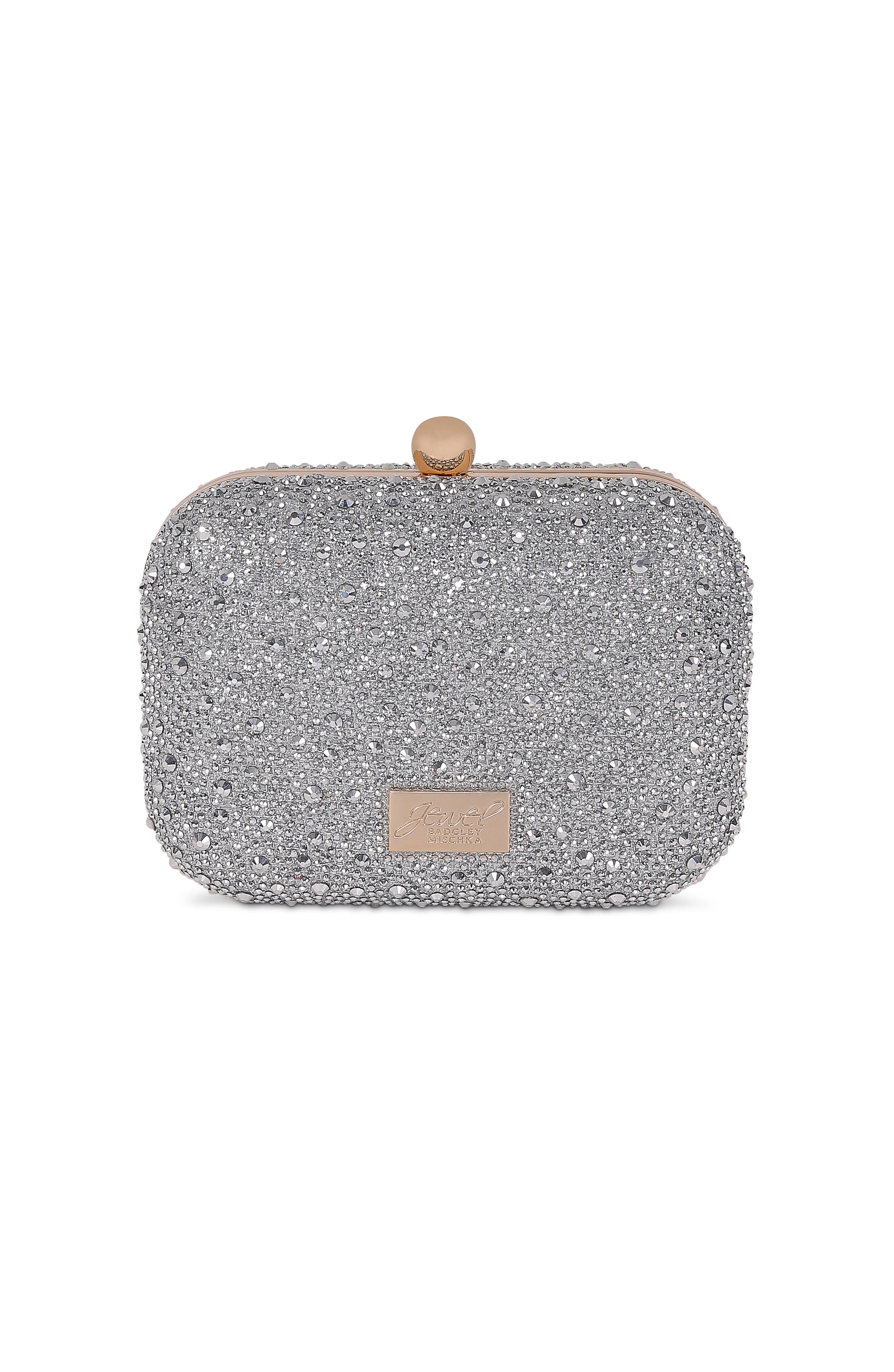 Celest Crystal Mini Minaudiere Clutch, Alternate, color, Silver